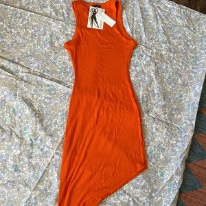 NAKED WARDROBE ORANGE MIDI DRESS - BRAND NEW TAGS ATTACHED